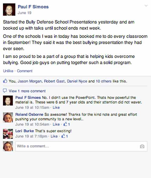 Bully Defense Curiculum Facebook Questions